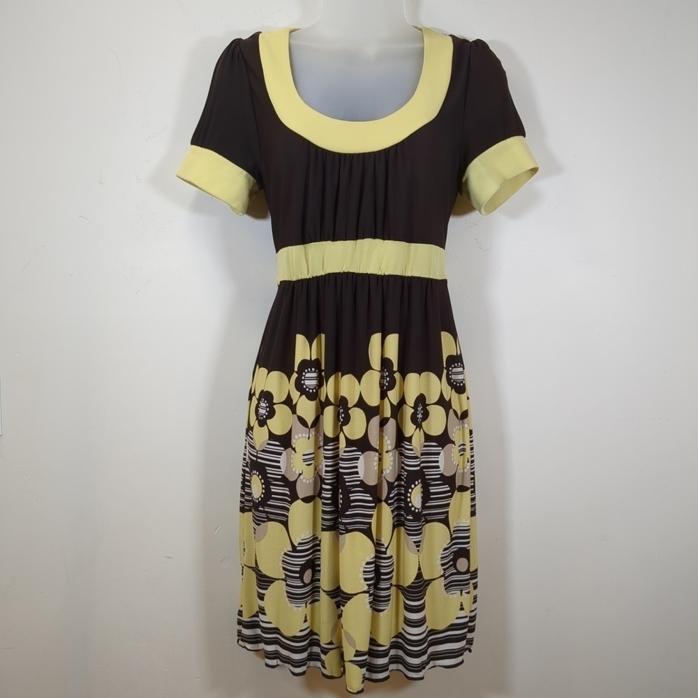 My Michelle Brown and Yellow Floral Dress , Size M
